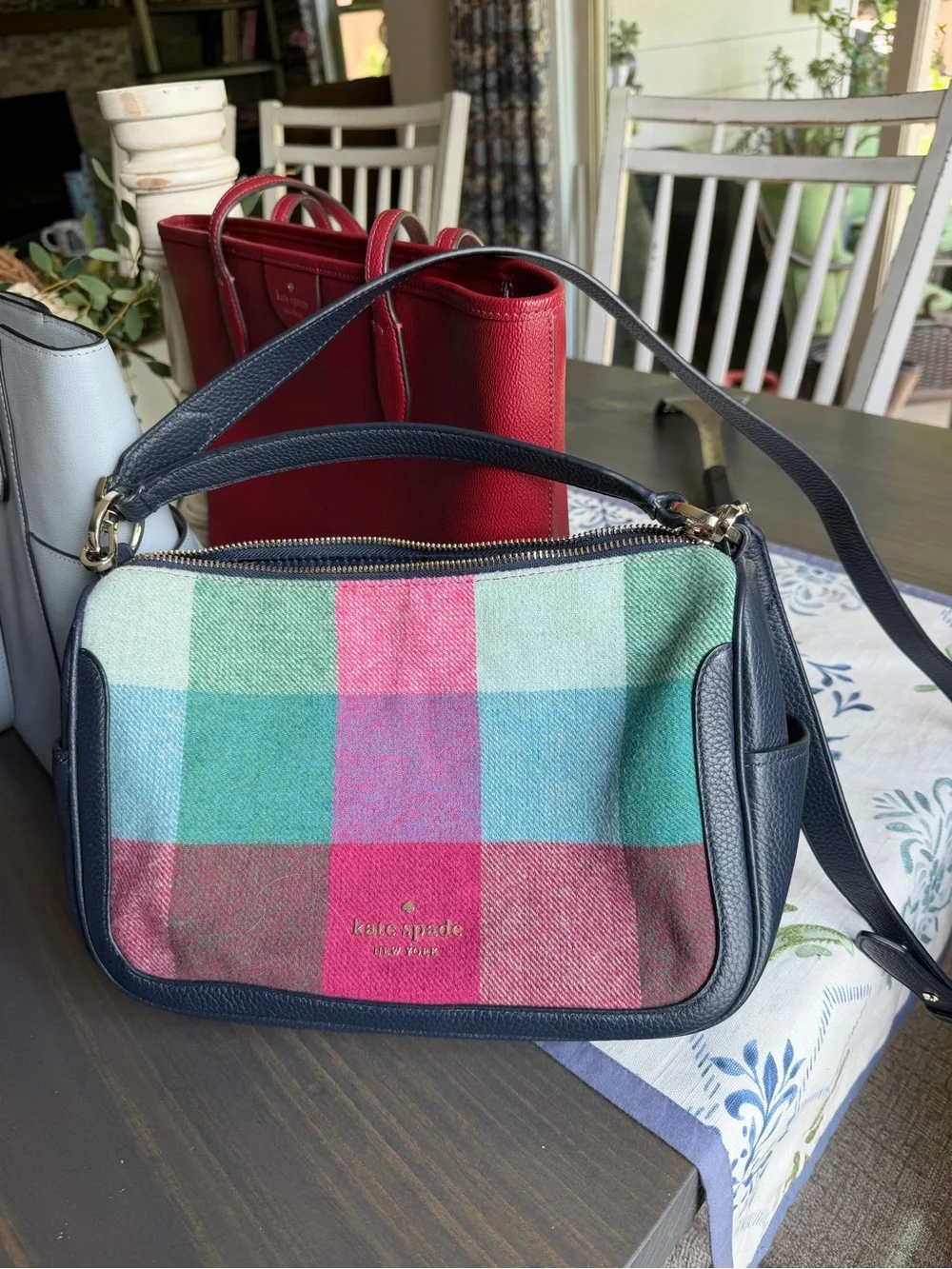 kate spade Two-Tone Blue Suede & Leather Crossbody Bag